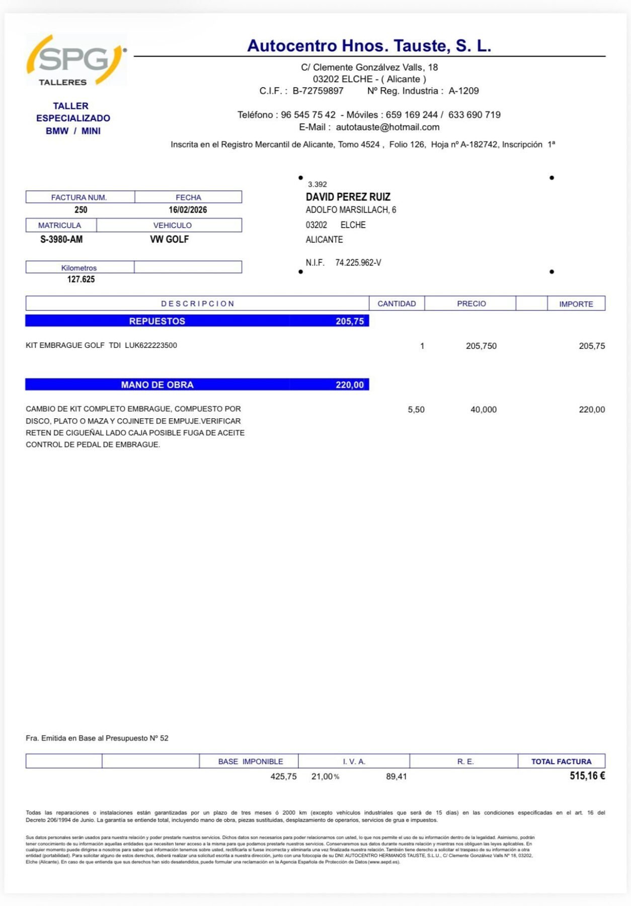 VOLKSWAGEN GOLF 1.9TDI 100CV